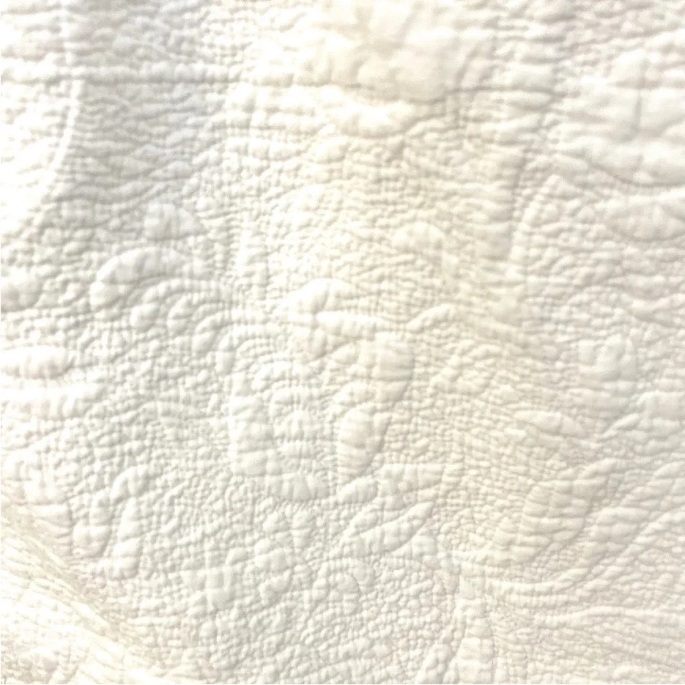 King Pillow Shams White Quilted 100% Cotton  - Pair